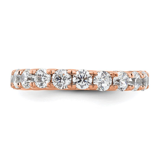 14k Rose Gold Polished Size 5.5 U-Shared Prong 2 carat Diamond Complete Eternity Band