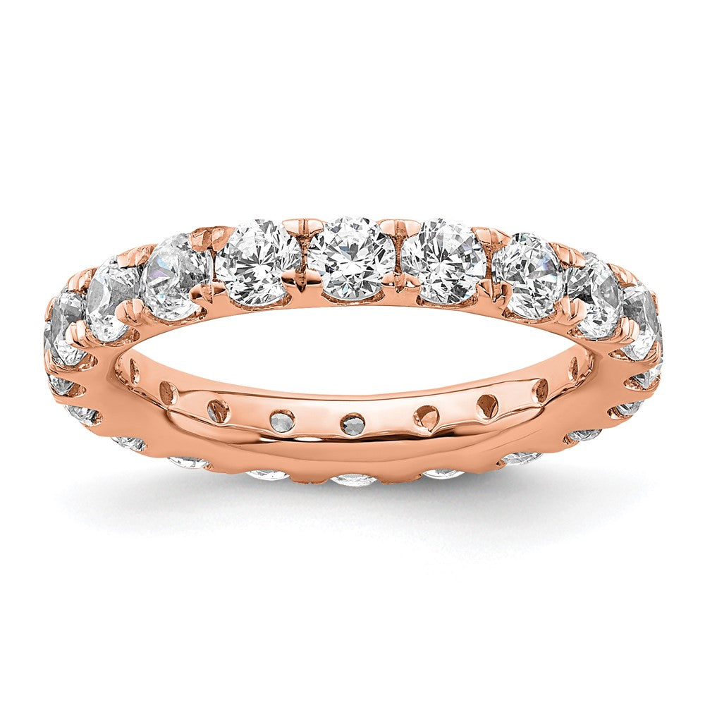 14k Rose Gold Polished Size 5.5 U-Shared Prong 2 carat Diamond Complete Eternity Band