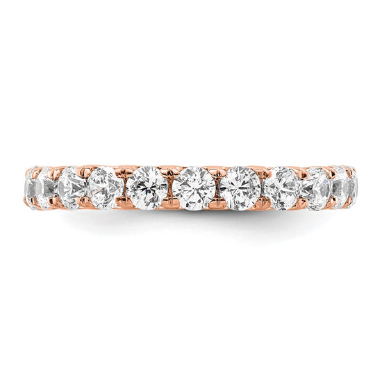 14k Rose Gold Polished Size 6 U-Shared Prong 2 carat Diamond Complete Eternity Band