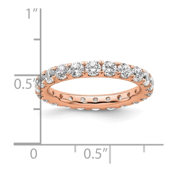 14k Rose Gold Polished Size 6 U-Shared Prong 2 carat Diamond Complete Eternity Band