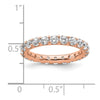14k Rose Gold Polished Size 6 U-Shared Prong 2 carat Diamond Complete Eternity Band