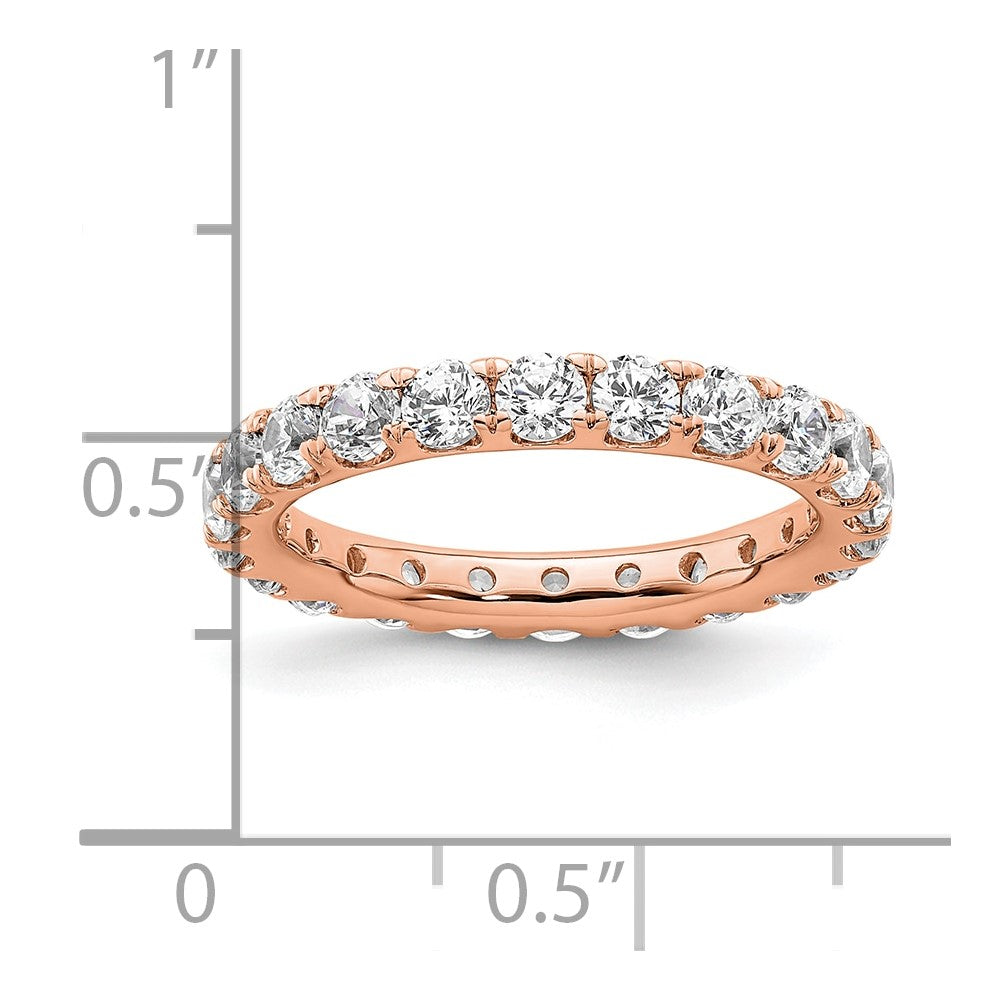 14k Rose Gold Polished Size 6 U-Shared Prong 2 carat Diamond Complete Eternity Band