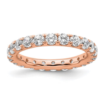 14k Rose Gold Polished Size 6 U-Shared Prong 2 carat Diamond Complete Eternity Band