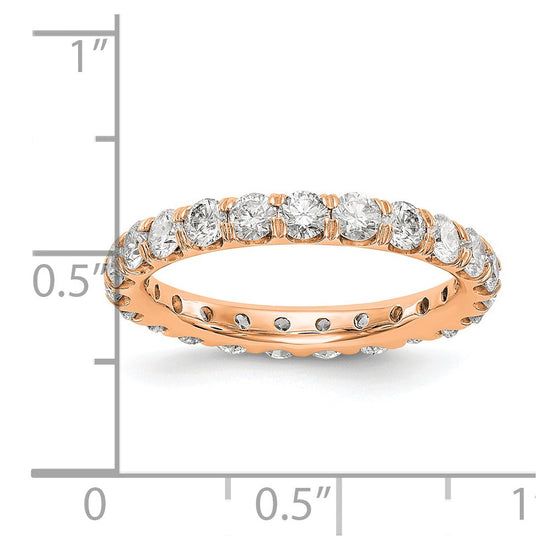 14k Rose Gold 2 carat Lab Grown Diamond VS/SI+ G+ Complete Size 9 Shared Prong Eternity Band