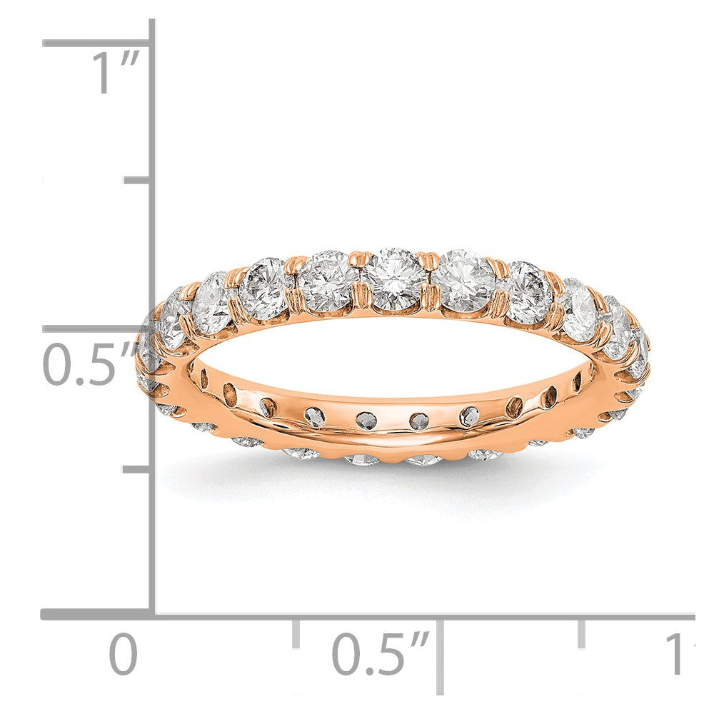 14k Rose Gold 2 carat Lab Grown Diamond VS/SI+ G+ Complete Size 9 Shared Prong Eternity Band