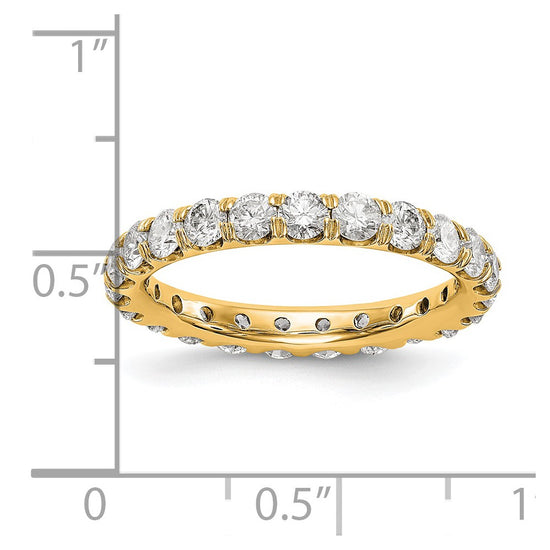 14k Polished Size 7.5 U-Shared Prong 2 carat Diamond Complete Eternity Band
