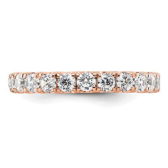 14k Rose Gold Polished Size 8 U-Shared Prong 2 carat Diamond Complete Eternity Band