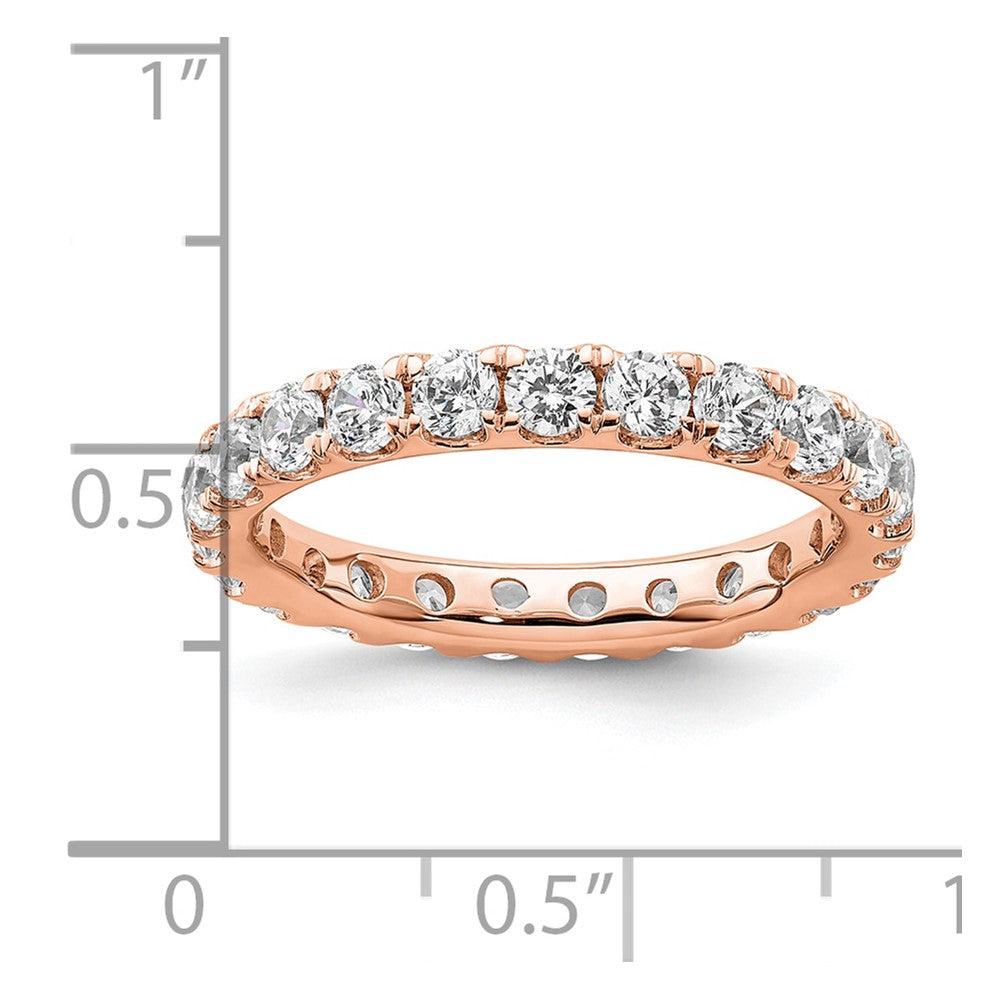 14k Rose Gold Polished Size 8 U-Shared Prong 2 carat Diamond Complete Eternity Band
