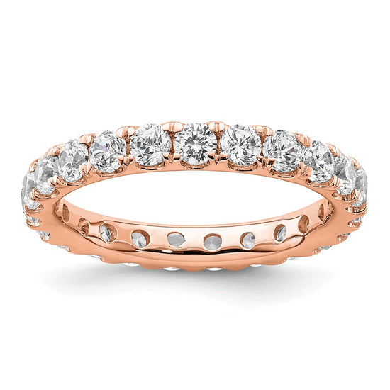 14k Rose Gold Polished Size 8.5 U-Shared Prong 2 carat Diamond Complete Eternity Band