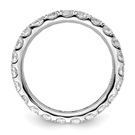 14k White Gold Polished Size 8 U-Shared Prong 2 carat Diamond Complete Eternity Band