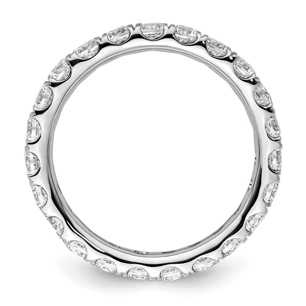 14k White Gold Polished Size 8 U-Shared Prong 2 carat Diamond Complete Eternity Band