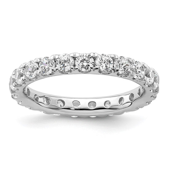 14k White Gold Polished Size 8 U-Shared Prong 2 carat Diamond Complete Eternity Band