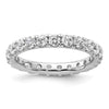14k White Gold Polished Size 8 U-Shared Prong 2 carat Diamond Complete Eternity Band