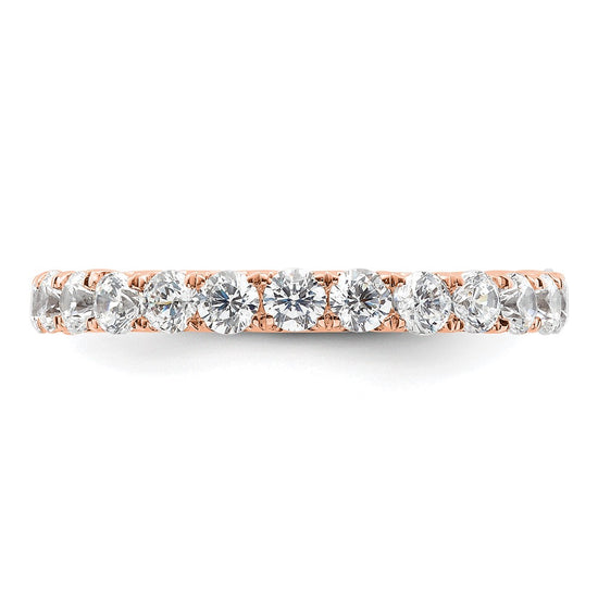 14k Rose Gold Polished Size 9 U-Shared Prong 2 carat Diamond Complete Eternity Band