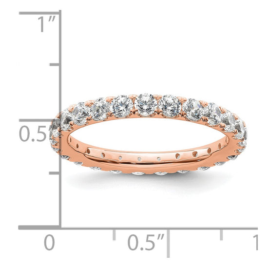 14k Rose Gold Polished Size 9 U-Shared Prong 2 carat Diamond Complete Eternity Band