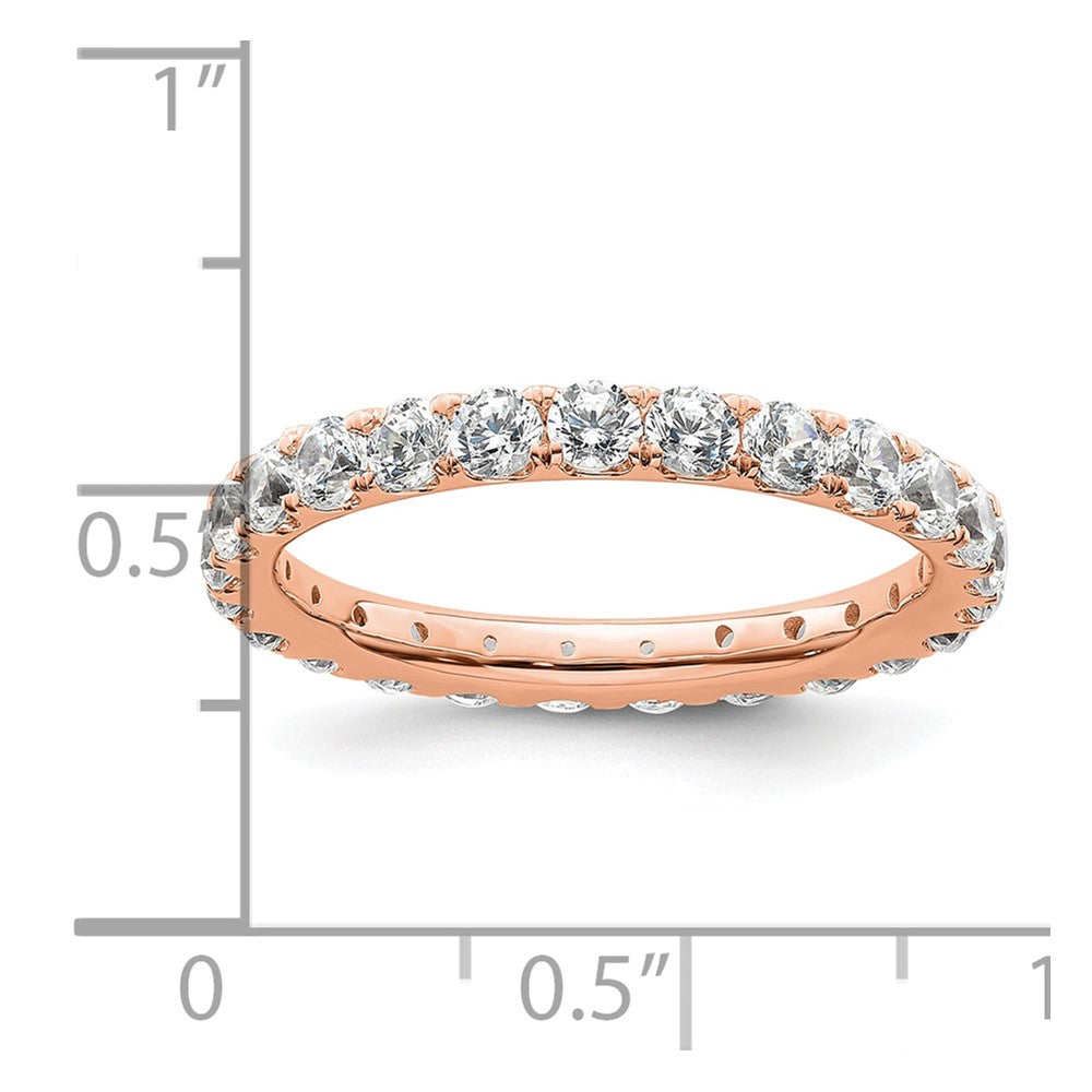14k Rose Gold Polished Size 9 U-Shared Prong 2 carat Diamond Complete Eternity Band