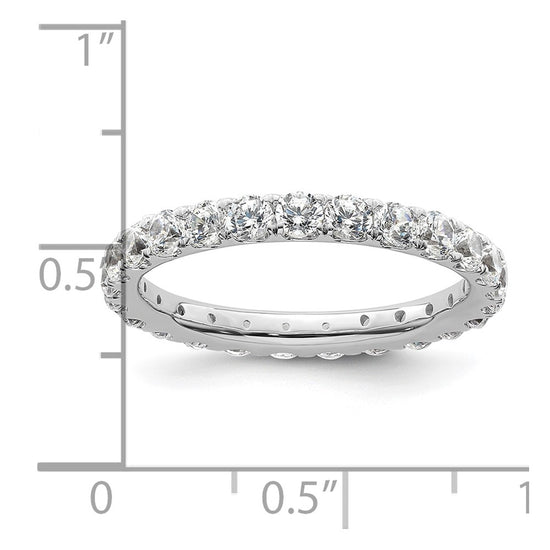 14k White Gold Polished Size 9 U-Shared Prong 2 carat Diamond Complete Eternity Band