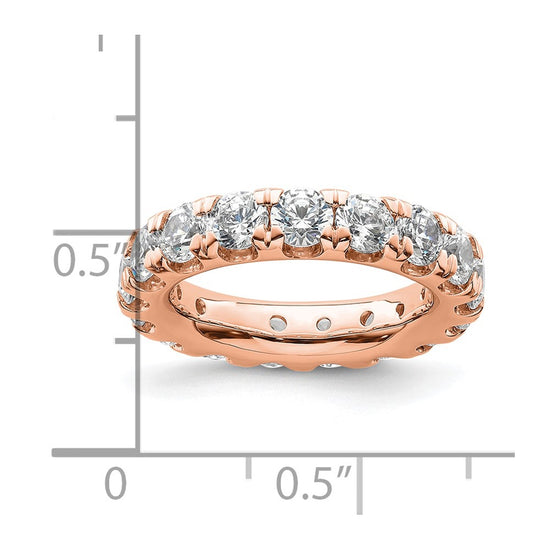 14k Rose Gold Polished Size 4.5 U-Shared Prong 3 carat Diamond Complete Eternity Band