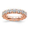 14k Rose Gold Polished Size 4.5 U-Shared Prong 3 carat Diamond Complete Eternity Band