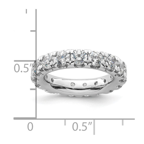 14k White Gold Polished Size 4.5 U-Shared Prong 3 carat Diamond Complete Eternity Band