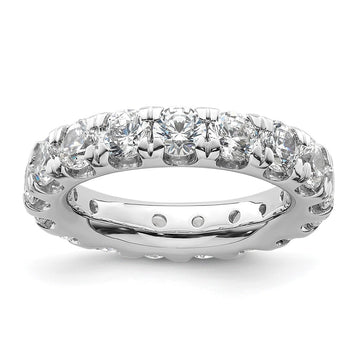 14k White Gold Polished Size 4.5 U-Shared Prong 3 carat Diamond Complete Eternity Band