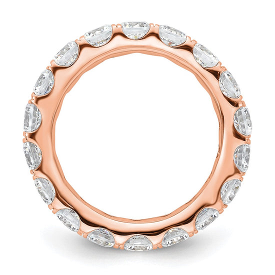 14k Rose Gold Polished Size 5 U-Shared Prong 3 carat Diamond Complete Eternity Band