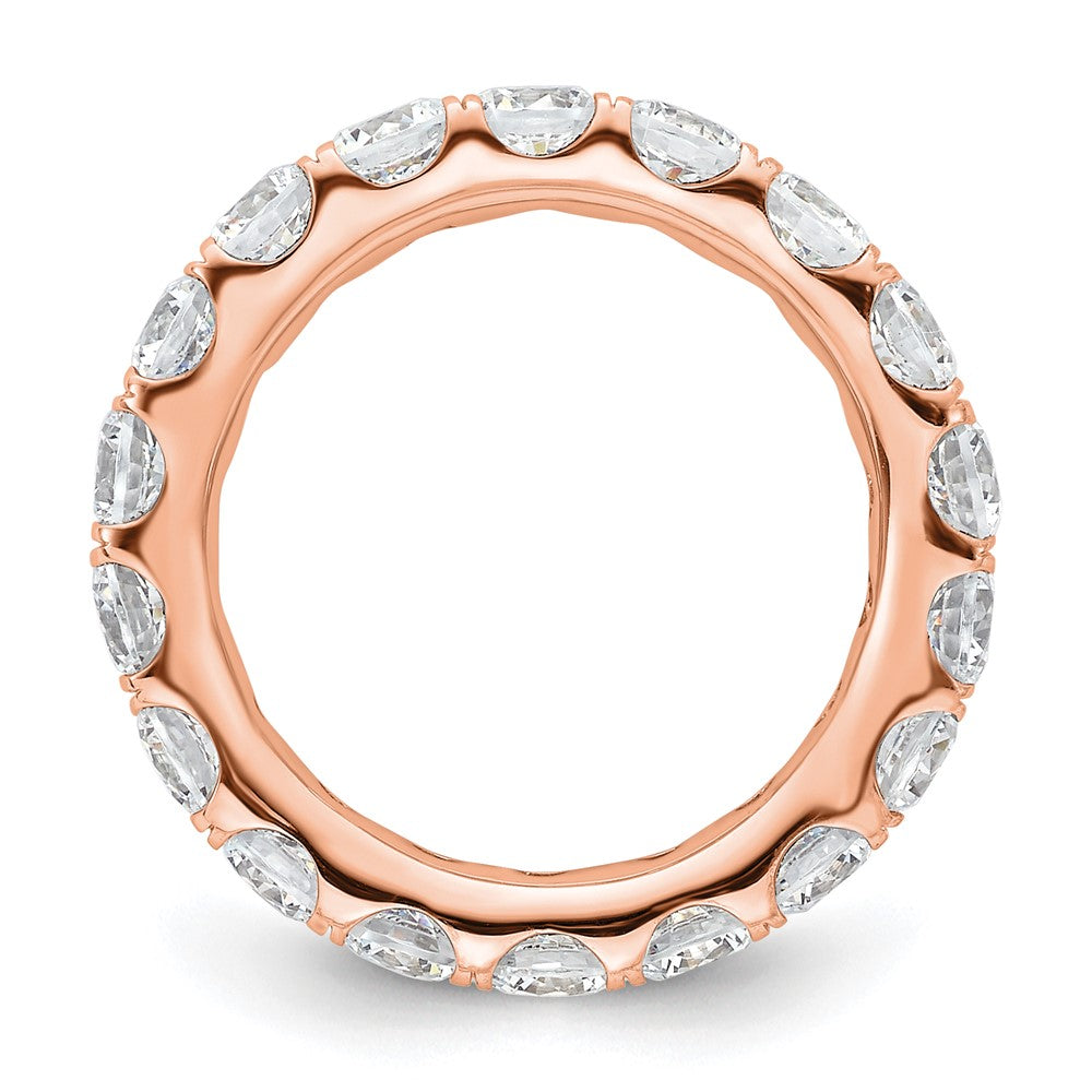 14k Rose Gold Polished Size 5.5 U-Shared Prong 3 carat Diamond Complete Eternity Band