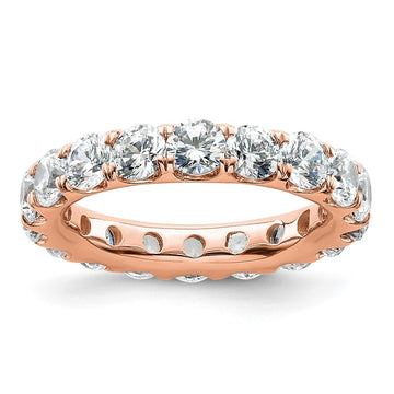 14k Rose Gold Polished Size 5.5 U-Shared Prong 3 carat Diamond Complete Eternity Band