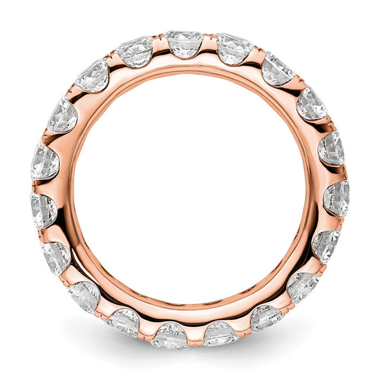 14k Rose Gold Polished Size 6.5 U-Shared Prong 3 carat Diamond Complete Eternity Band