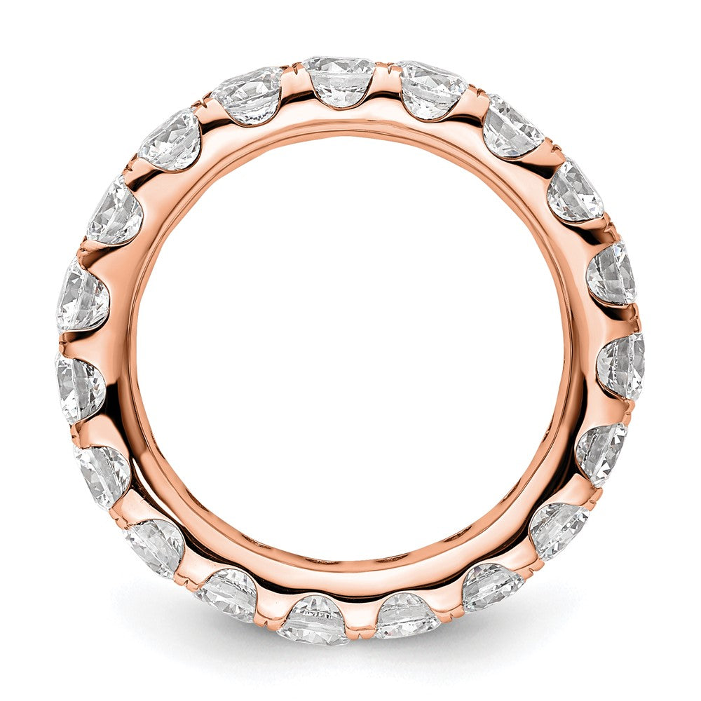 14k Rose Gold Polished Size 6.5 U-Shared Prong 3 carat Diamond Complete Eternity Band