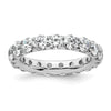 14k White Gold Polished Size 6 U-Shared Prong 3 carat Diamond Complete Eternity Band