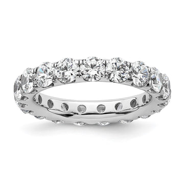 14k White Gold Polished Size 6 U-Shared Prong 3 carat Diamond Complete Eternity Band