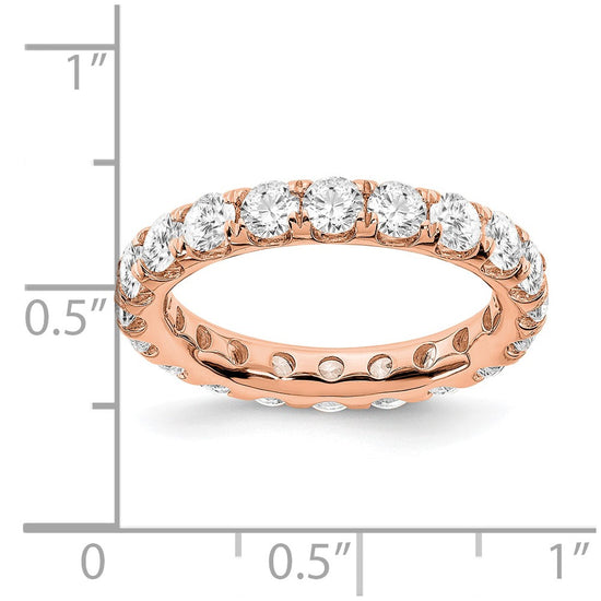 14k Rose Gold 3 carat Lab Grown Diamond VS/SI+ G+ Complete Size 7 Shared Prong Eternity Band
