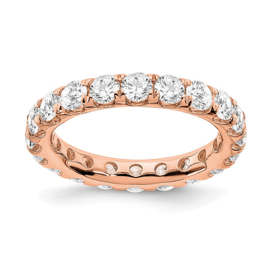 14k Rose Gold 3 carat Lab Grown Diamond VS/SI+ G+ Complete Size 7.5 Shared Prong Eternity Band