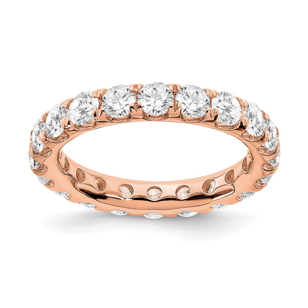14k Rose Gold 3 carat Lab Grown Diamond VS/SI+ G+ Complete Size 7.5 Shared Prong Eternity Band
