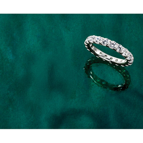 14k White Gold 3 carat Lab Grown Diamond VS/SI+ G+ Complete Size 7 Shared Prong Eternity Band