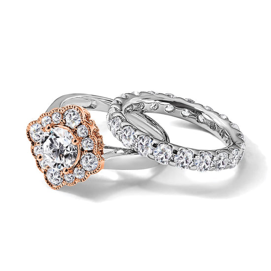 14k White Gold Polished Size 8 U-Shared Prong 3 carat Diamond Complete Eternity Band