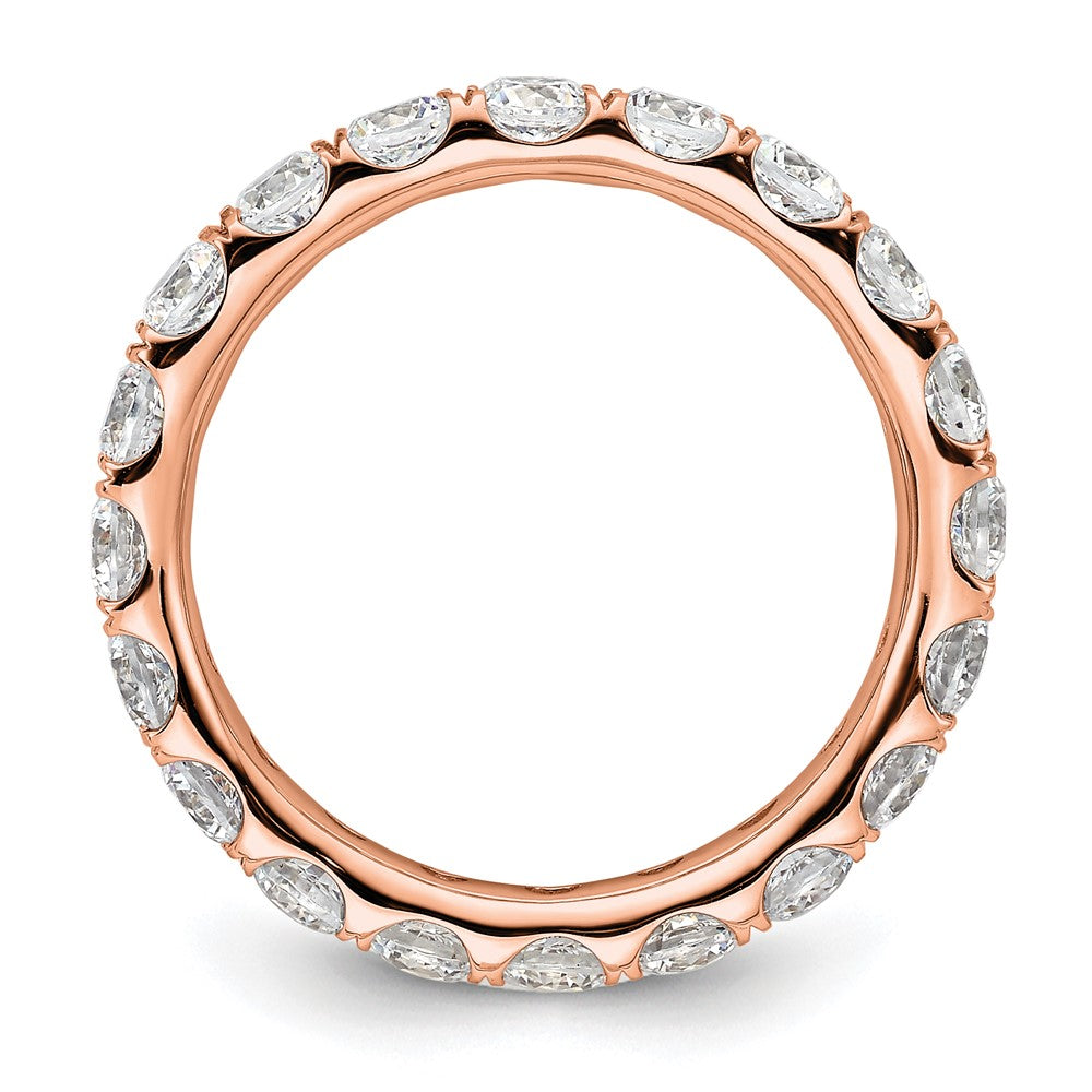 14k Rose Gold Polished Size 8.5 U-Shared Prong 3 carat Diamond Complete Eternity Band