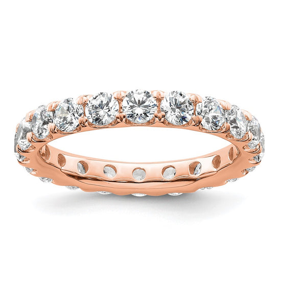 14k Rose Gold Polished Size 8.5 U-Shared Prong 3 carat Diamond Complete Eternity Band