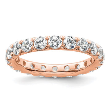 14k Rose Gold Polished Size 8.5 U-Shared Prong 3 carat Diamond Complete Eternity Band