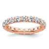 14k Rose Gold Polished Size 8 U-Shared Prong 3 carat Diamond Complete Eternity Band