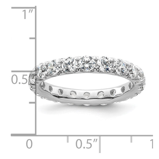 14k White Gold Polished Size 8 U-Shared Prong 3 carat Diamond Complete Eternity Band