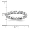 14k White Gold Polished Size 8 U-Shared Prong 3 carat Diamond Complete Eternity Band