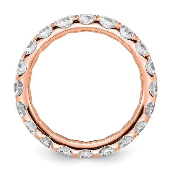 14k Rose Gold Polished Size 9 U-Shared Prong 3 carat Diamond Complete Eternity Band