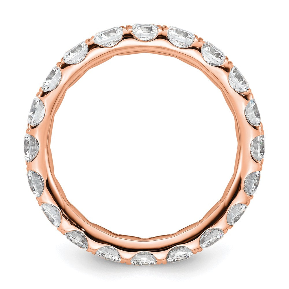 14k Rose Gold Polished Size 9 U-Shared Prong 3 carat Diamond Complete Eternity Band