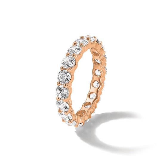 14k Rose Gold Polished Size 5.5 U-Shared Prong 3 carat Diamond Complete Eternity Band