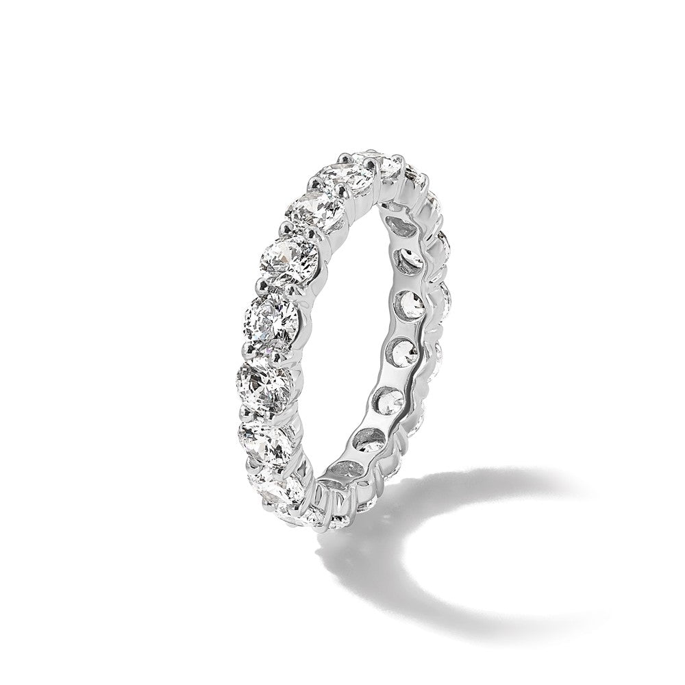 14k White Gold Polished Size 8 U-Shared Prong 3 carat Diamond Complete Eternity Band