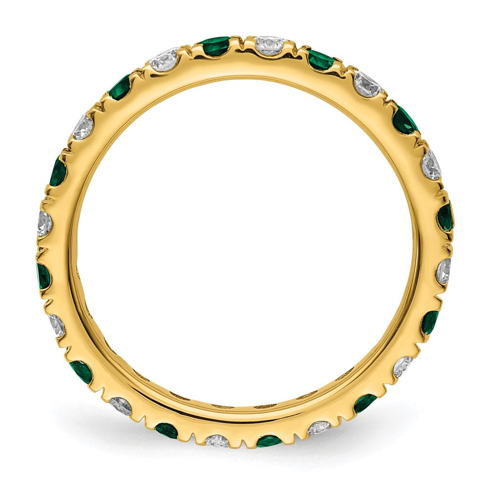 Lab Grown Diamond & Created Emerald Eternity Band