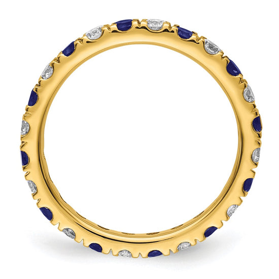 Lab Grown Diamond & Created Blue Sapphire Eternity Band