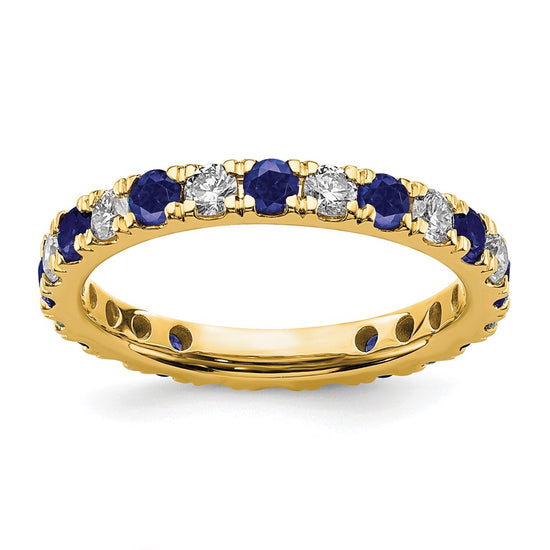Lab Grown Diamond & Created Blue Sapphire Eternity Band